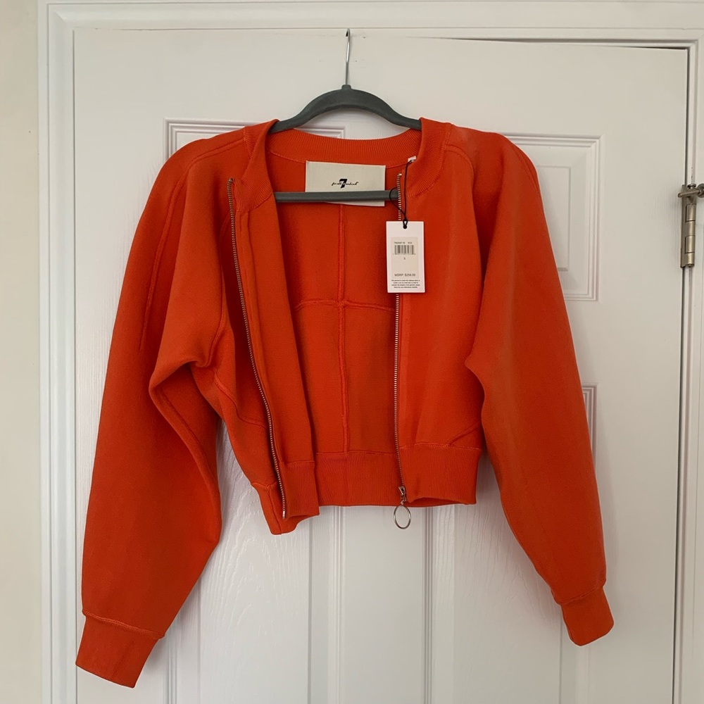 7 For all Mankind CROPPED RIBBED BOMBER IN KOI